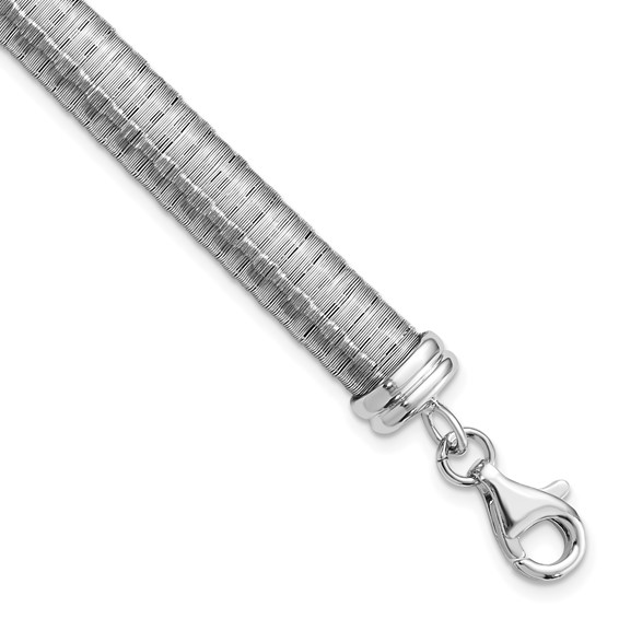 Sterling Silver Rhodium-plated Wire Wrapped w/ 1in ext Bracelet