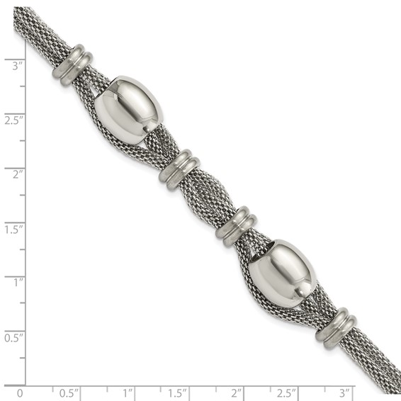 Stainless Steel Polished and Brushed Beads Twisted Bracelet