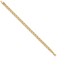 14K 5mm Yellow Gold Hollow Double Link Charm Bracelet, 7.25" view 2