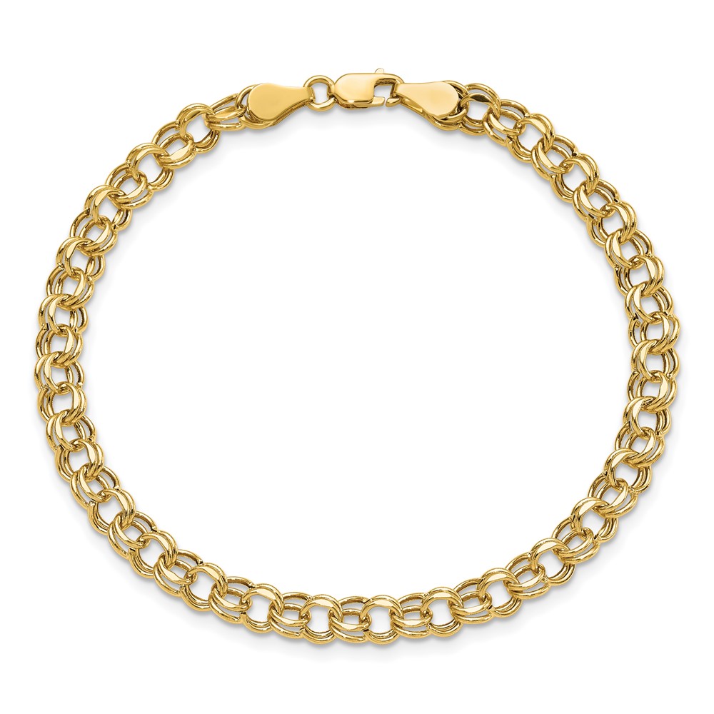 14k 5mm Hollow Double Link 8.25 inch Charm Bracelet (SSD1-8.25)