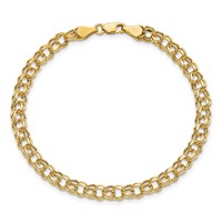 14K 5mm Yellow Gold Hollow Double Link Charm Bracelet, 7.25" view 4
