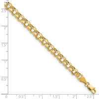 14K 5mm Yellow Gold Hollow Double Link Charm Bracelet, 7.25" view 3