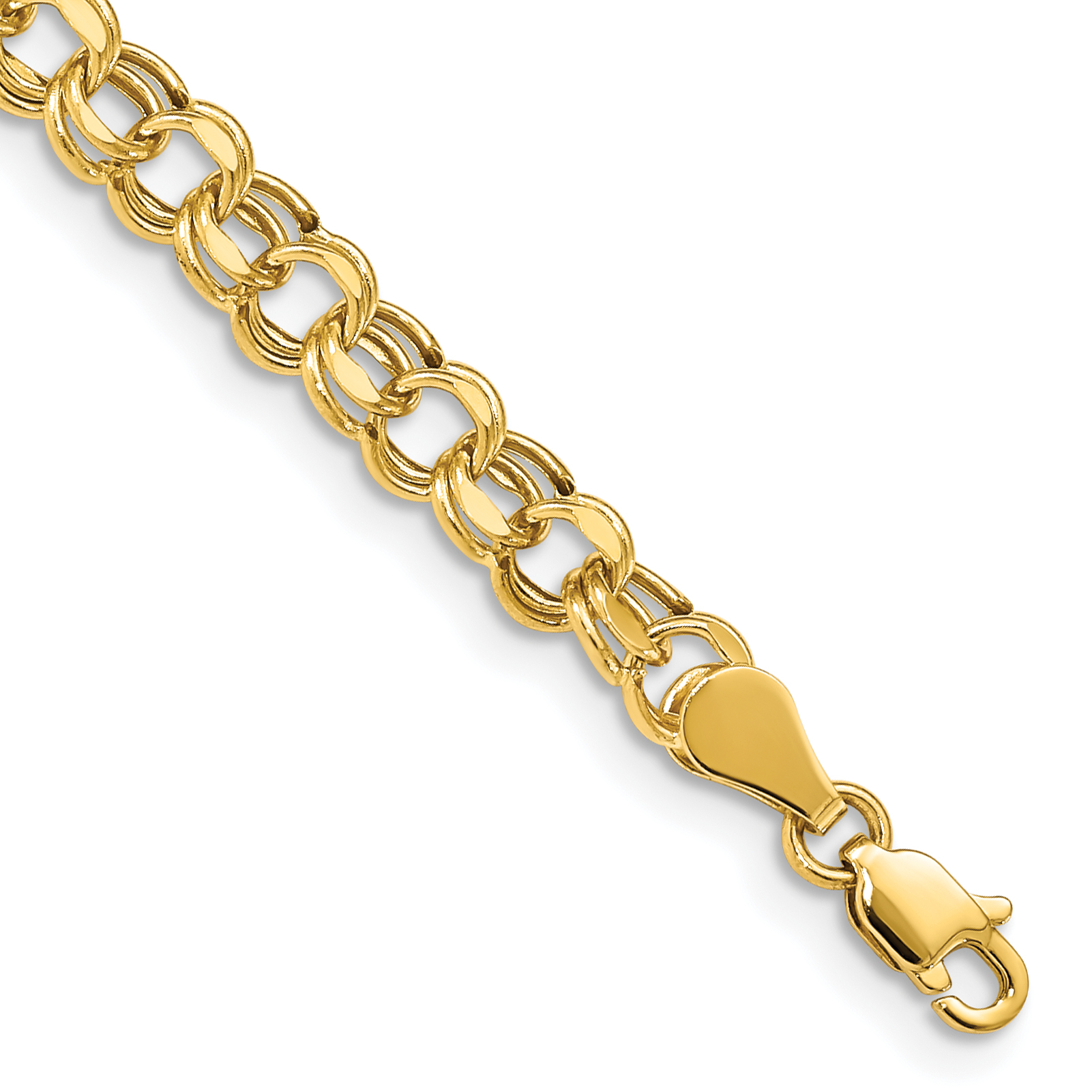 14k 5mm Hollow Double Link 7.25 inch Charm Bracelet (SSD1-7.25)