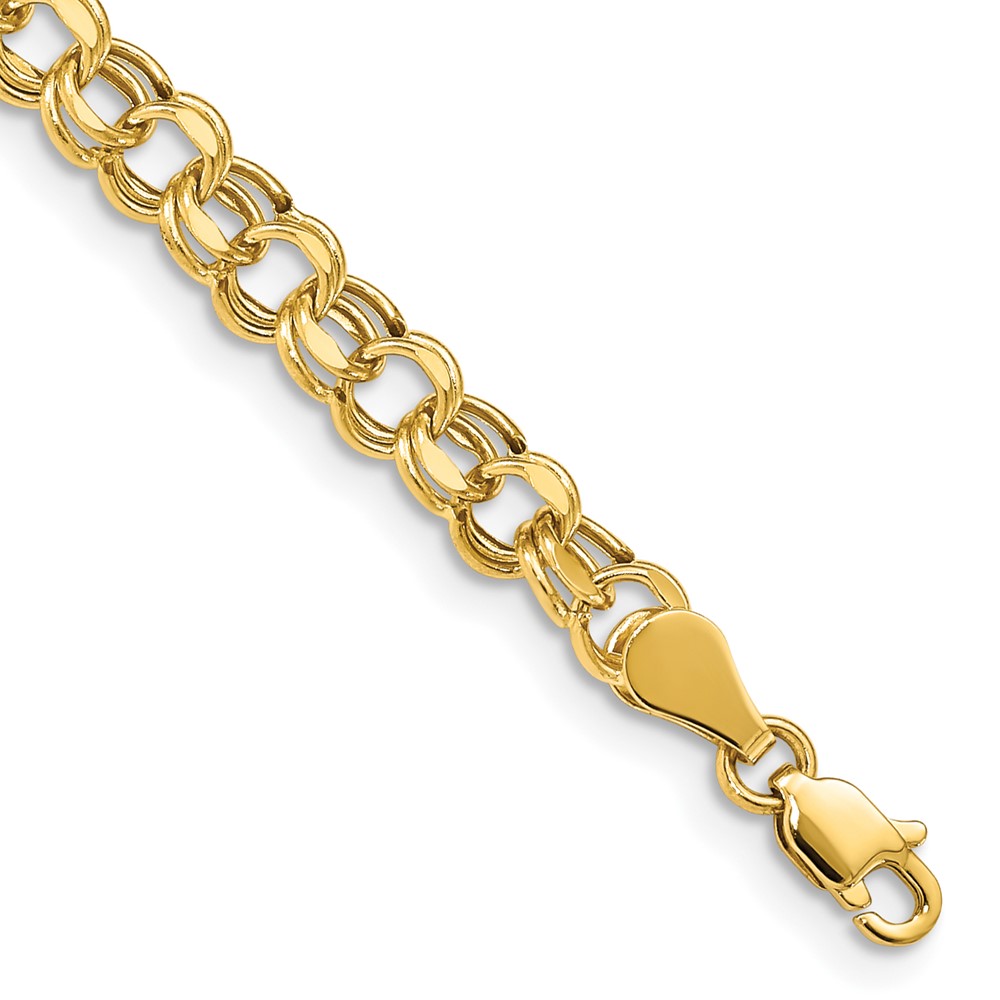 14k 5mm Hollow Double Link 7.25 inch Charm Bracelet (SSD1-7.25)