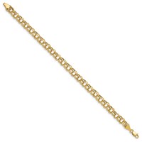 14K 6.25mm Yellow Gold Hollow Double Link Charm Bracelet, 7" view 2