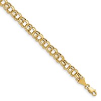 14K 6.25mm Yellow Gold Hollow Double Link Charm Bracelet, 7" view 1