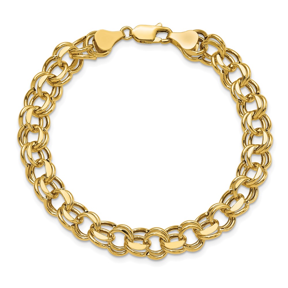 14k 9mm Hollow Double Link 8.25 inch Charm Bracelet (SSD4-8.25)