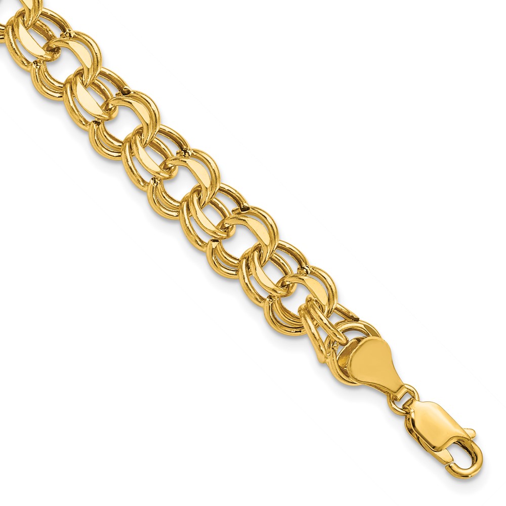 14k 9mm Hollow Double Link 7.25 inch Charm Bracelet (SSD4-7.25)