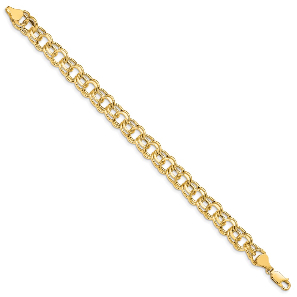 14k 9.5mm Hollow Double Link 8.25 inch Charm Bracelet (SSD5-8.25)