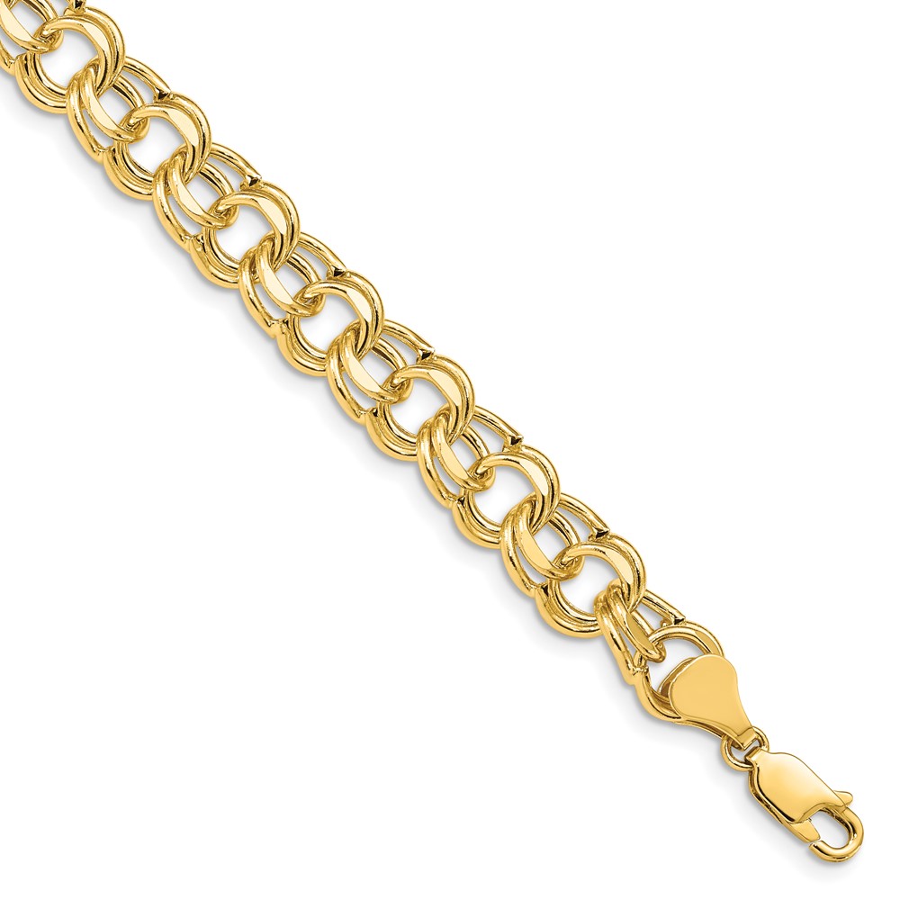 14k 9.5mm Hollow Double Link 8.25 inch Charm Bracelet (SSD5-8.25)