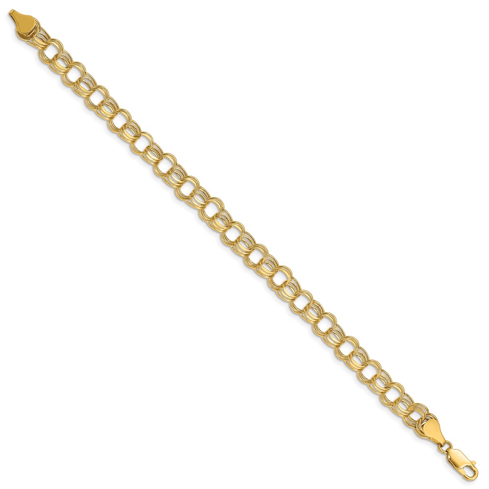 14k 7.5mm Hollow Triple Link 7.25 inch Charm Bracelet (SST1-7.25)