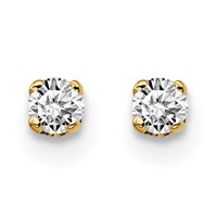 14K Yellow Gold .10ct I2 K-l Diamond Stud Push-on Post Earrings view 3