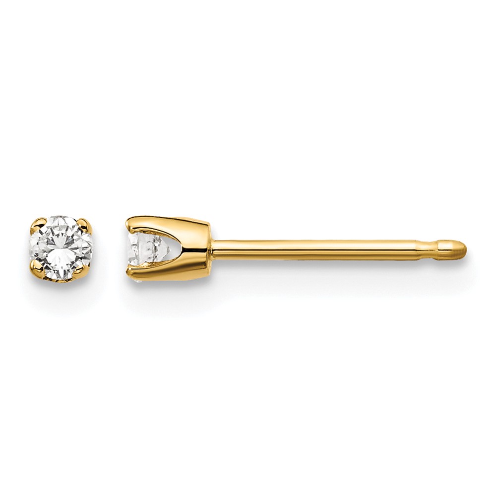 14K Yellow Gold .10ct I2 K-l Diamond Stud Push-on Post Earrings