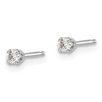 14K White Gold .10ct I2 K-l Diamond Stud Push-on Post Earrings view 2