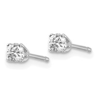 14K White Gold .20ct I2 K-l Diamond Stud Push-on Post Earrings view 2
