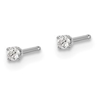 14K White Gold.05ct I2 K-l Diamond Stud Push-on Post Earrings view 2