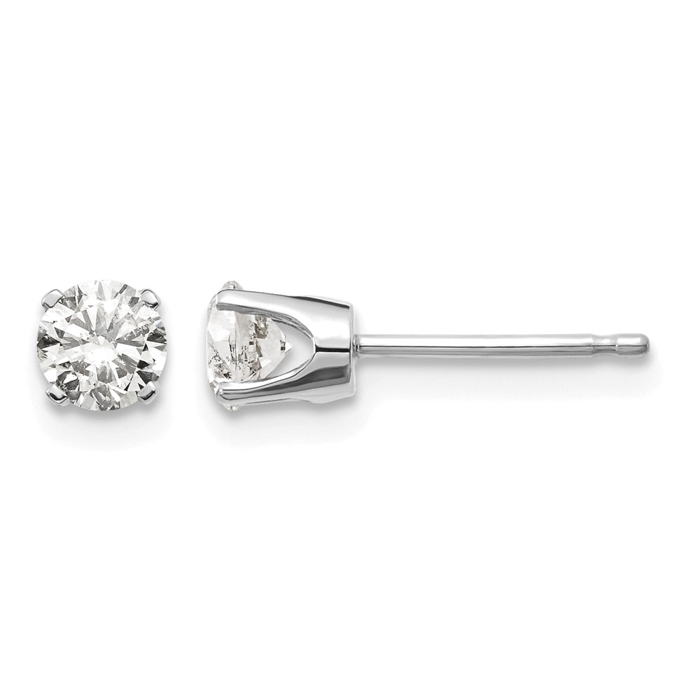 14K White Gold .60ct I2 K-l Diamond Stud Push-on Post Earrings