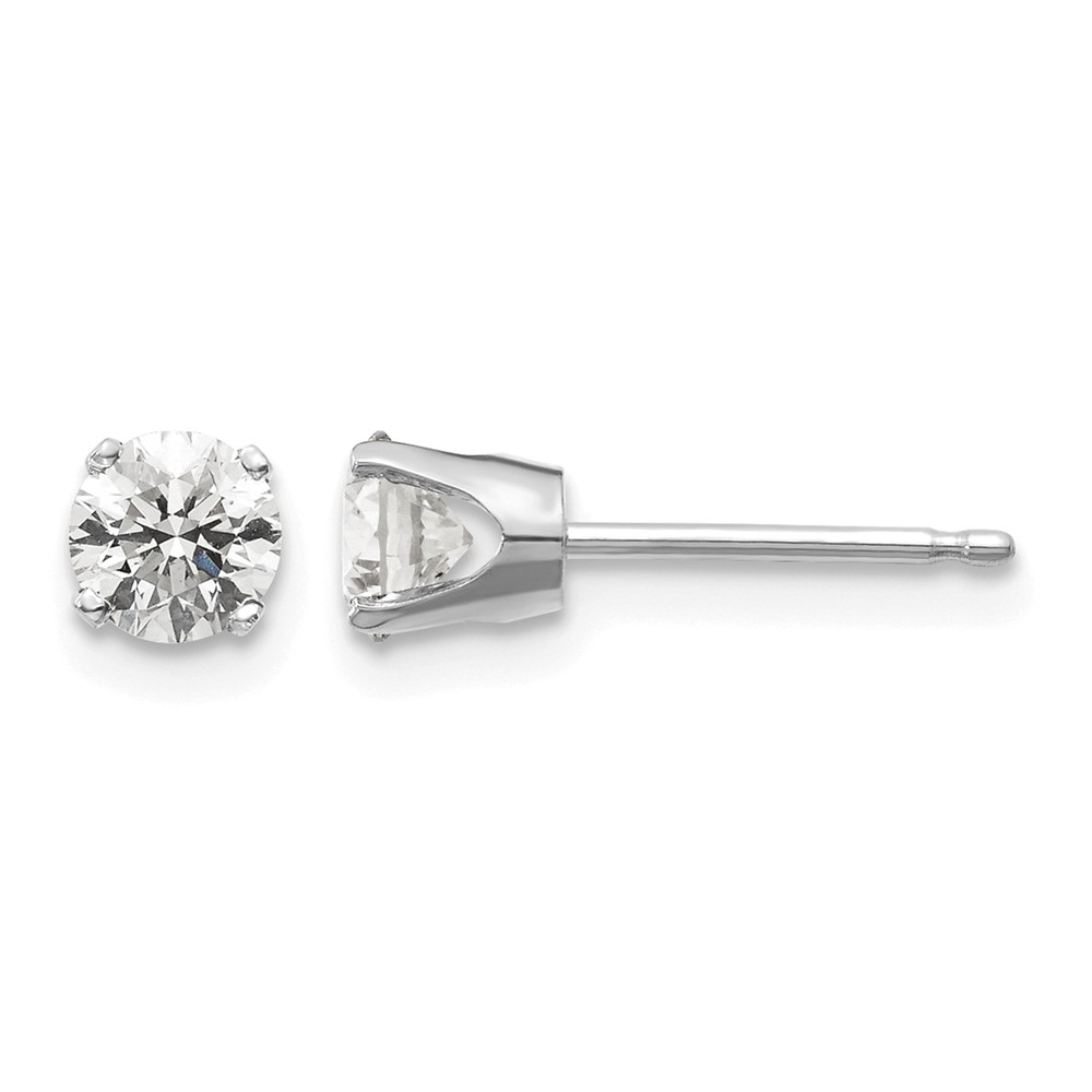 14K White Gold.70ct I2 K-l Diamond Stud Push-on Post Earrings