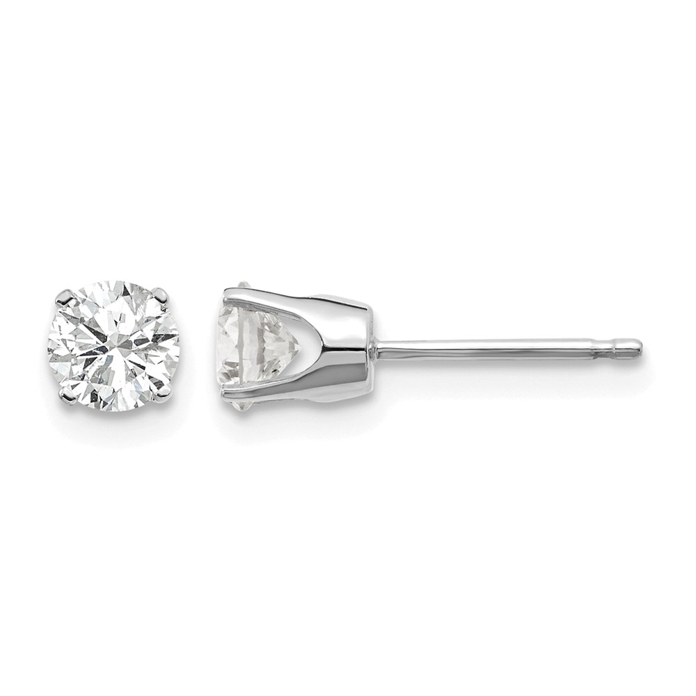 14K White Gold .75ct I2 K-l Diamond Stud Push-on Post Earrings