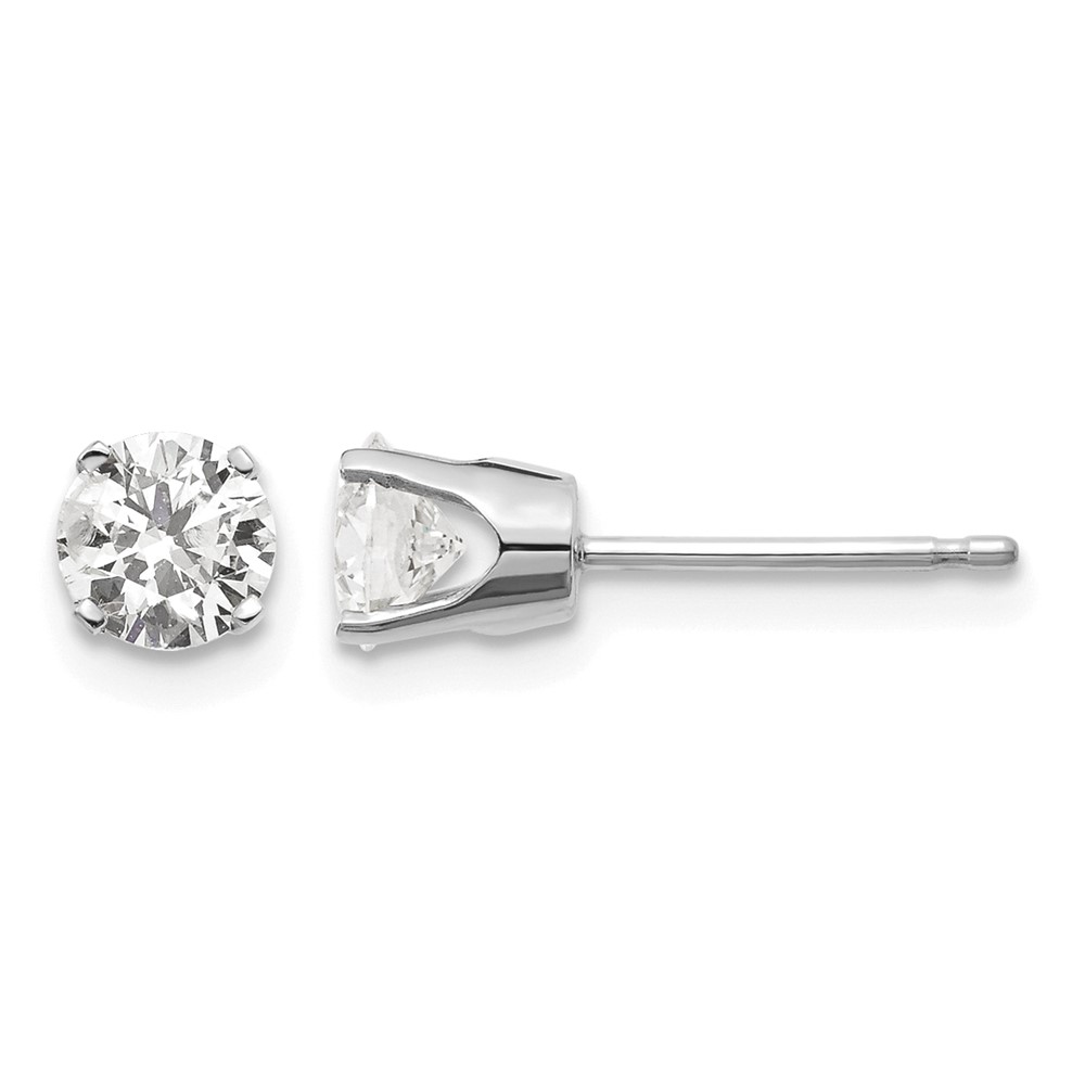 14K White Gold.85ct I2 K-l Diamond Stud Push-on Post Earrings