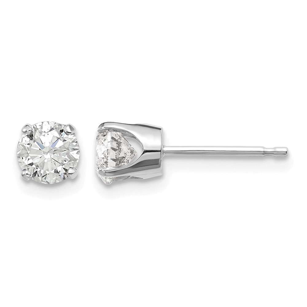 14K White Gold .95ct I2 K-l Diamond Stud Push-on Post Earrings