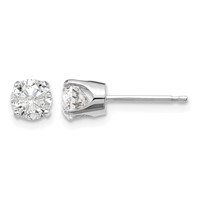 14K White Gold .95ct I2 K-l Diamond Stud Push-on Post Earrings view 1