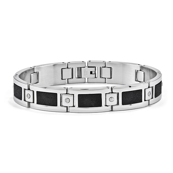 Stainless Steel Bracelet with white diamonds