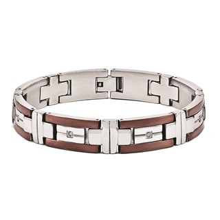 Brown Plated Steel Bracelet With Diamonds