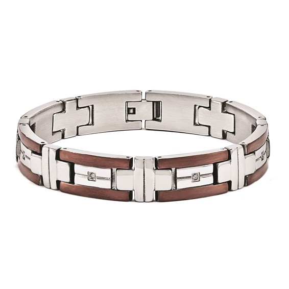 Brown Plated Steel Bracelet With Diamonds