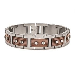Stainless Steel Two Tone Nail Head Gents Bracelet