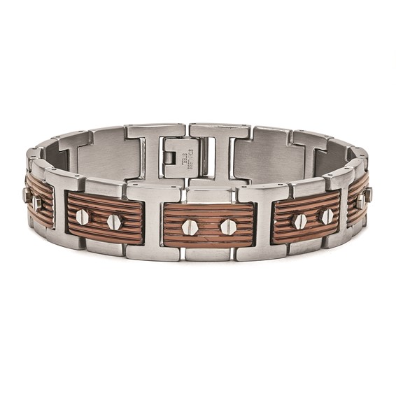 Stainless Steel Two Tone Nail Head Gents Bracelet