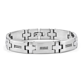 Stainless Steel .25 TCW Diamond Gents 8.25" Bracelet