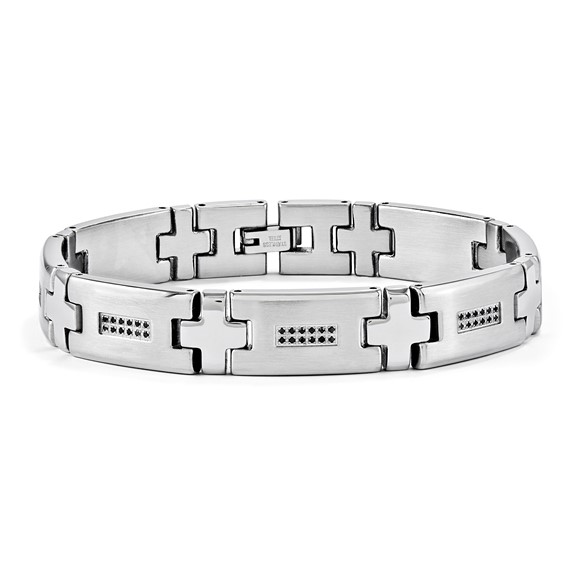 Stainless Steel .25 TCW Diamond Gents 8.25" Bracelet