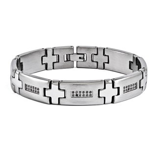 Stainless Steel .50 TCW Diamond Gents 8.25" Bracelet