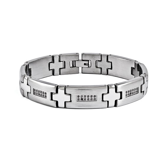 Stainless Steel .50 TCW Diamond Gents 8.25" Bracelet