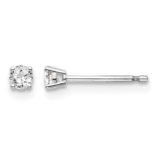 14K White Gold.15ct I1 J-k Diamond Stud Push-on Post Earrings