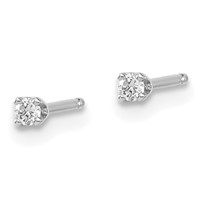 14K White Gold .05ct I1 J-k Diamond Stud Push-on Post Earrings view 2