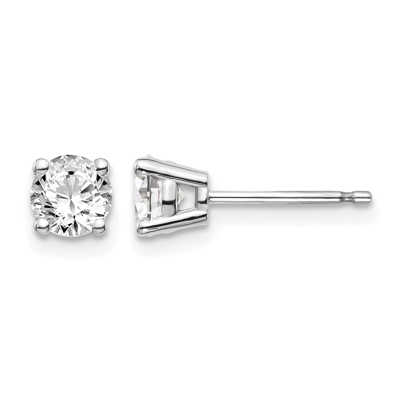 14k White Gold .85ct I1 J-K Diamond Stud Push-on Post Earrings (ST2-85W)