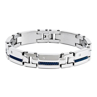 Stainless Steel Blue Cable .10 TCW Dia 9in Bracelet