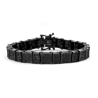 Stainless Steel 12mm Black IP and Black 1.5 mm 450 CZs 9" Brac Fold Ove