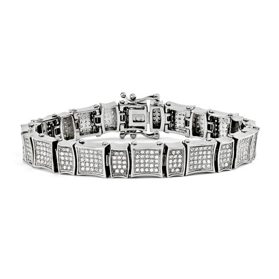 Stainless Steel 12 mm and White 1.5 mm 450 CZs 9" Brac Fold Over Clasp