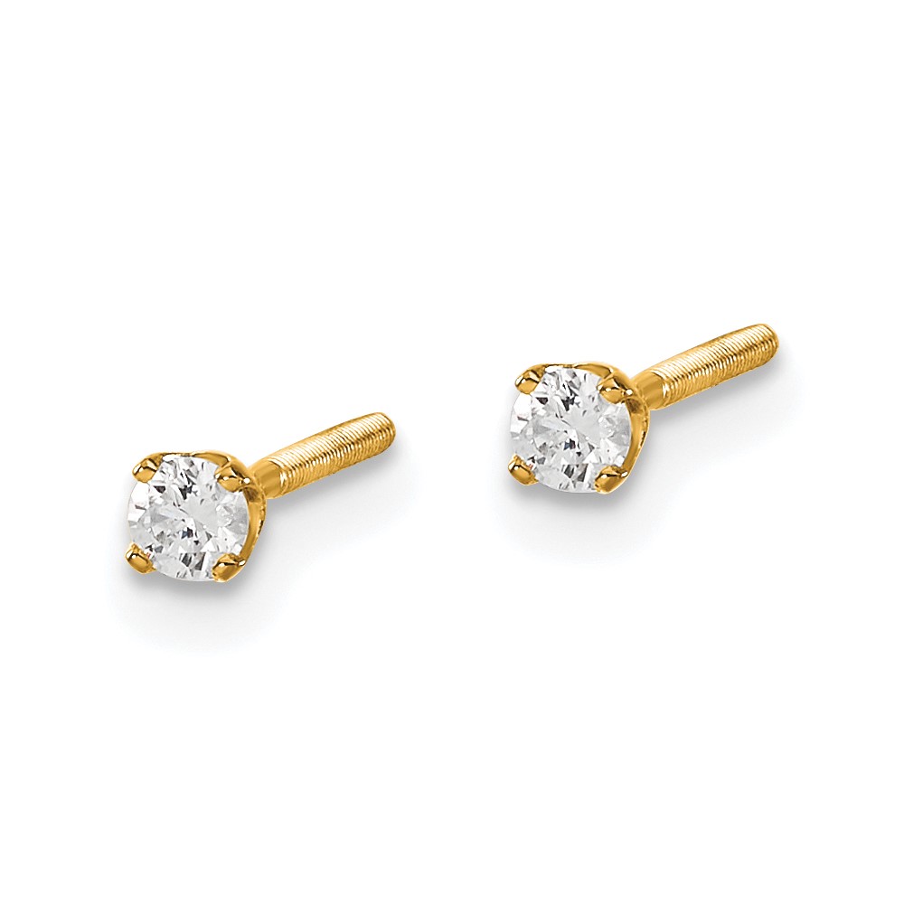 14ky .10ct. SI3 G-I Diamond Stud Thread on/off Post Earrings (ST3-10)