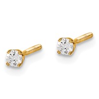 14K Yellow Gold.10ct SI3 G-i Diamond Stud Thread on Off Post Earrings view 2