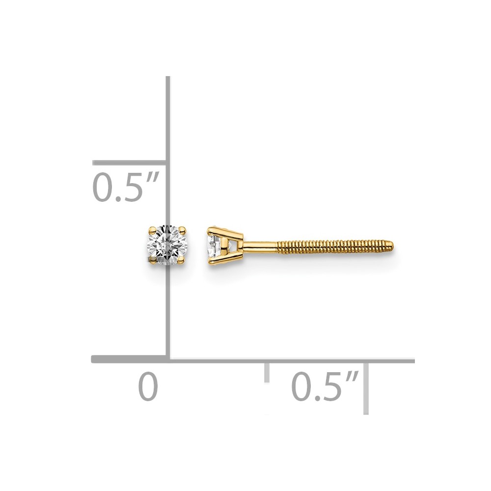 14ky .10ct. SI3 G-I Diamond Stud Thread on/off Post Earrings (ST3-10)