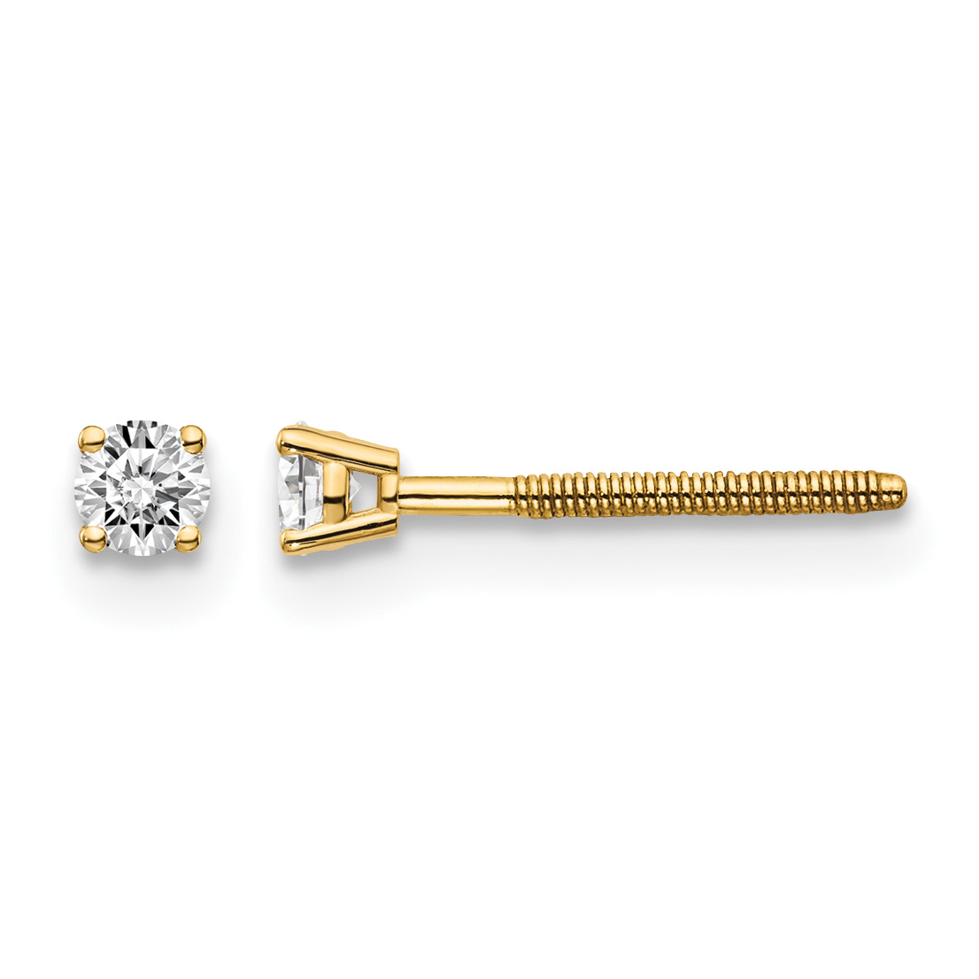 14ky .10ct. SI3 G-I Diamond Stud Thread on/off Post Earrings (ST3-10)