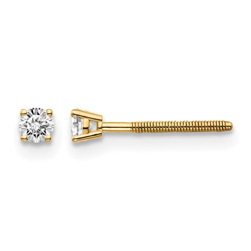 14K Yellow Gold.10ct SI3 G-i Diamond Stud Thread on Off Post Earrings