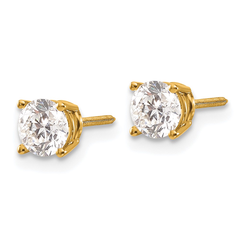 14ky 1.00ct. SI3 G-I Diamond Stud Thread on/off Post Earrings (ST3-100)