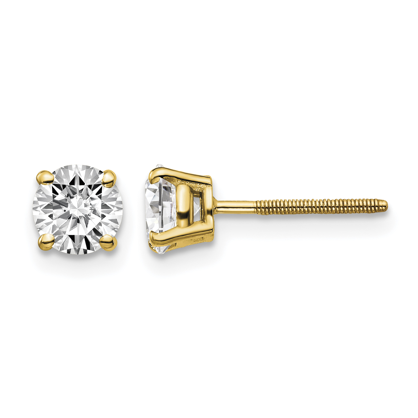 14ky 1.00ct. SI3 G-I Diamond Stud Thread on/off Post Earrings (ST3-100)