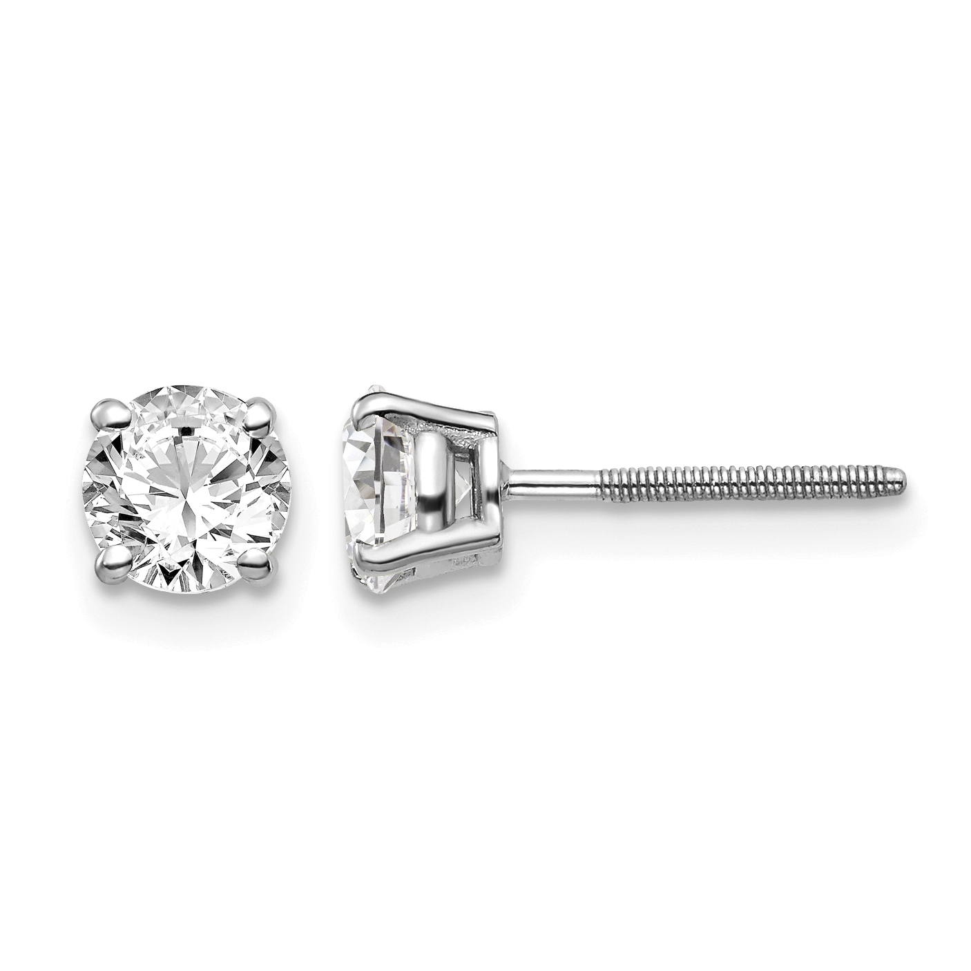 14kw 1.00ct SI3 G-I Diamond Stud Thread on/off Post Earrings (ST3-100W)