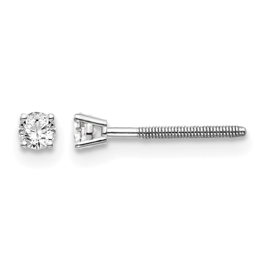 14kw .10ct SI3 G-I Diamond Stud Thread on/off Post Earrings (ST3-10W)
